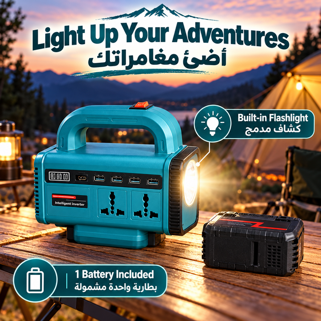 Portable Power Inverter DC to AC Power Station - محول طاقة محمول (من تيار مستمر إلى تيار متردد)