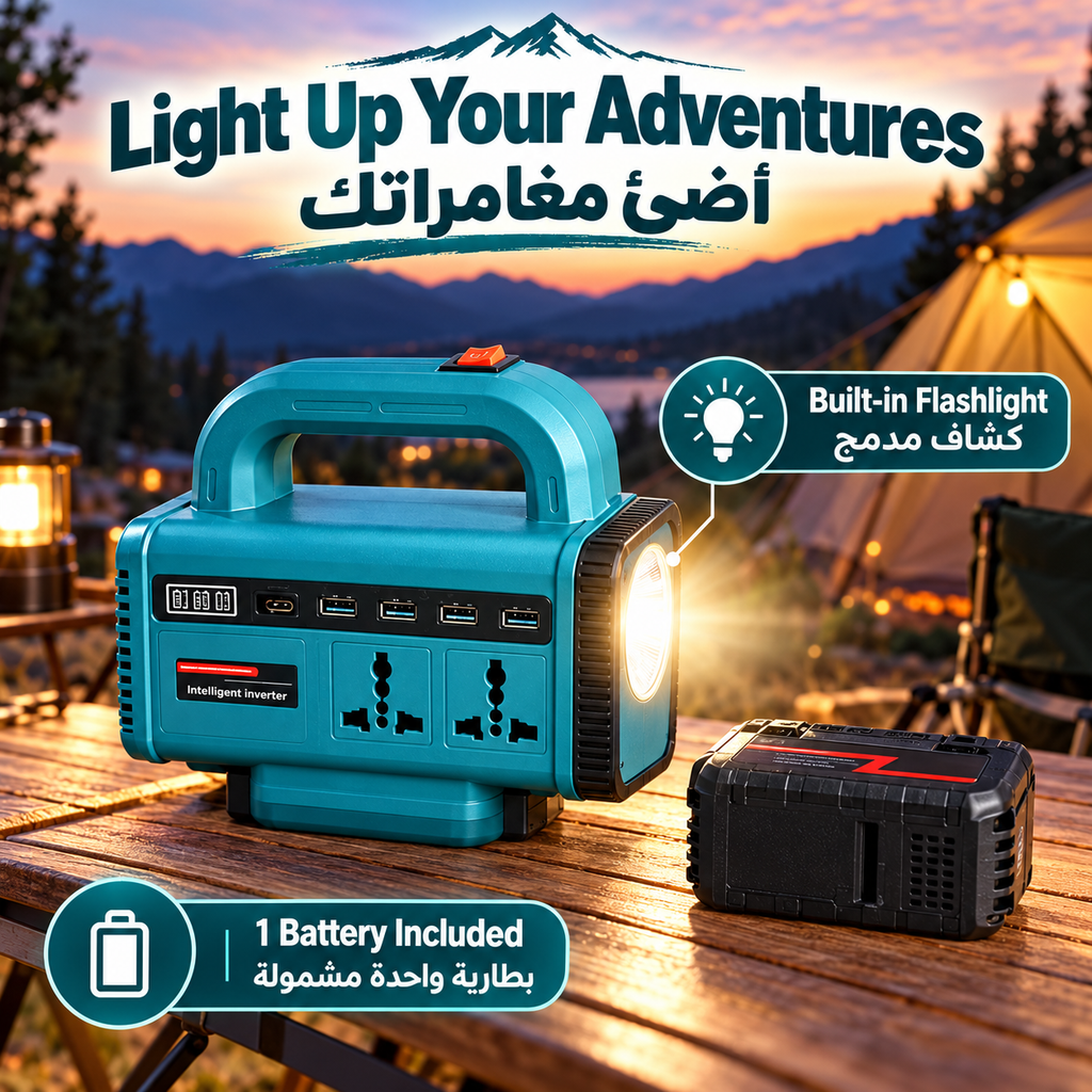 Portable Power Inverter DC to AC Power Station - محول طاقة محمول (من تيار مستمر إلى تيار متردد)